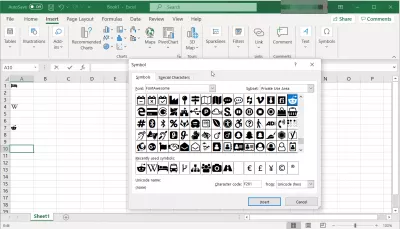 Jak používat písmo úžasné v dokumentech? : Vkládání úžasných symbolů písma v aplikaci Microsoft Excel