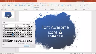 Πώς να χρησιμοποιήσετε τη γραμματοσειρά Awesome στα έγγραφα; : Εικονίδια γραμματοσειράς Awesome που χρησιμοποιούνται σε μια παρουσίαση Powerpoint