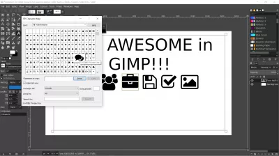 दस्तावेजों में फ़ॉन्ट विस्मयकारी का उपयोग कैसे करें? : GIMP में शामिल करने के लिए ब्राउजिंग फॉन्ट भयानक कैरेक्टर मैप